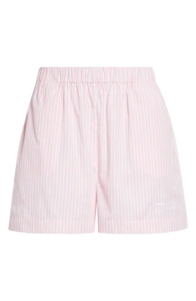 Sporty And Rich Sporty & Rich Eden Script Stripe Cotton Poplin Shorts In Pink
