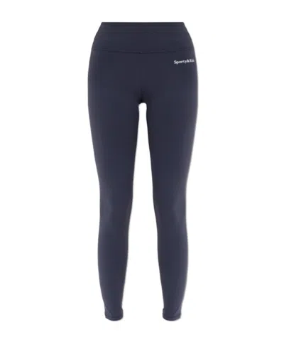 Sporty And Rich Embroidered Jersey Leggings In Blue