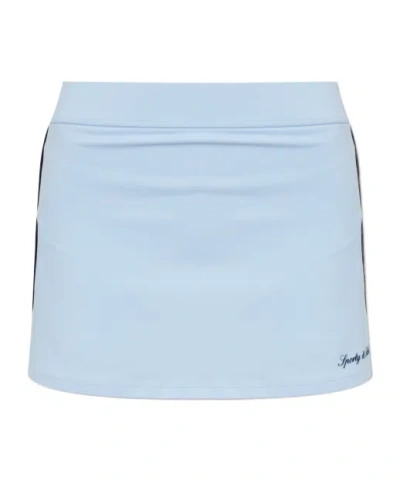 Sporty And Rich Elastic Waist Midi Skirt In Blue