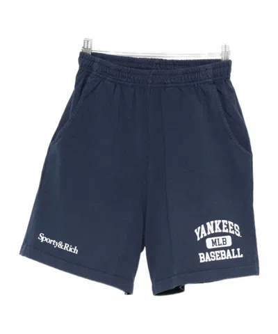 Sporty And Rich Elastic Waist Shorts In Blue