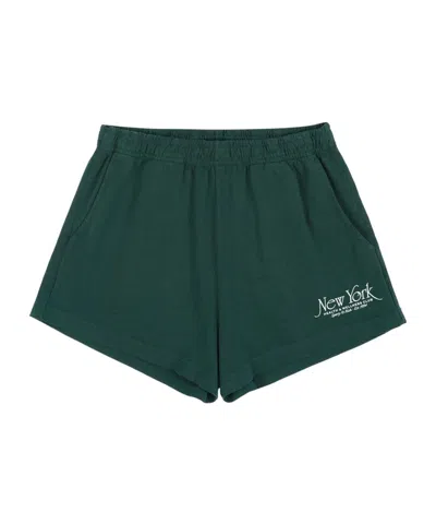Sporty And Rich Elastic Waist Shorts In Dark Green