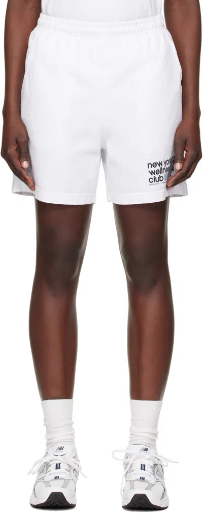 Sporty And Rich Elastic Waist Shorts In 48 White Navy