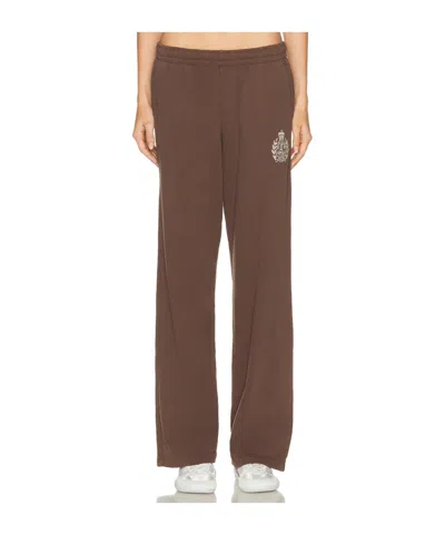 Sporty And Rich Elastic Waist Sports Pants In Brown