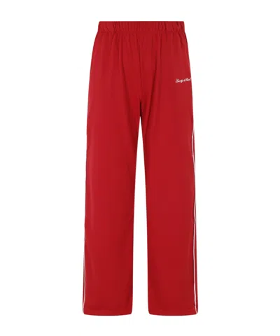 Sporty And Rich Logo-print Side-stripe Track Pants In Red