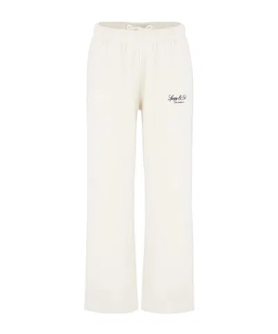 Sporty And Rich Womens Ecru Vendome La Embroidered Wide-leg Cotton-jersey Jogging Bottoms In White