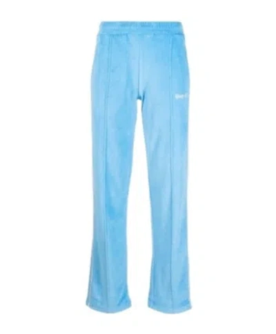 Sporty And Rich Towelling-finish Logo-embroidered Track Pants In Blue