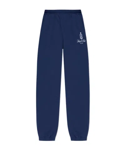 Sporty And Rich Elastic Waist Track Pants In Blue