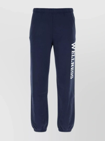 Sporty And Rich Elastic Waistband Cotton Joggers In Blue