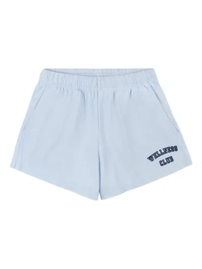 Sporty And Rich Elastic-waistband Embroidered Shorts In Blue