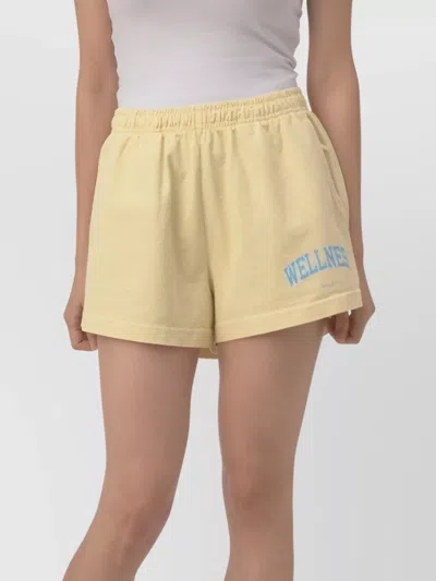 Sporty And Rich Elastic Waistband Shorts Embroidered Detail In Yellow