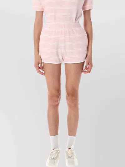 Sporty And Rich Elastic Waistband Stripes Shorts In Pink