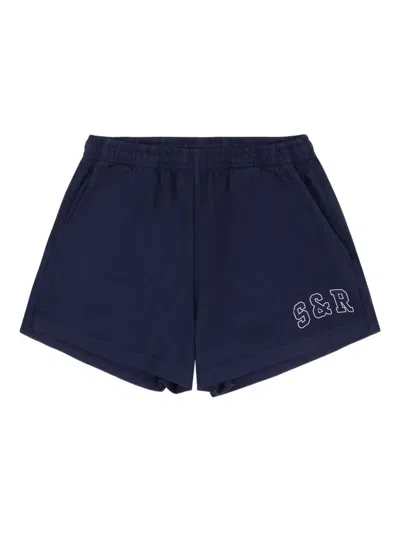 Sporty And Rich Elasticated Embroidered Shorts In Blue