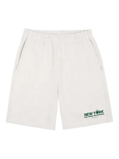 Sporty And Rich Elasticated Printed Track Shorts In Gray