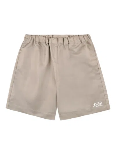 Sporty And Rich Elasticated-waistband Logo Shorts In Gray