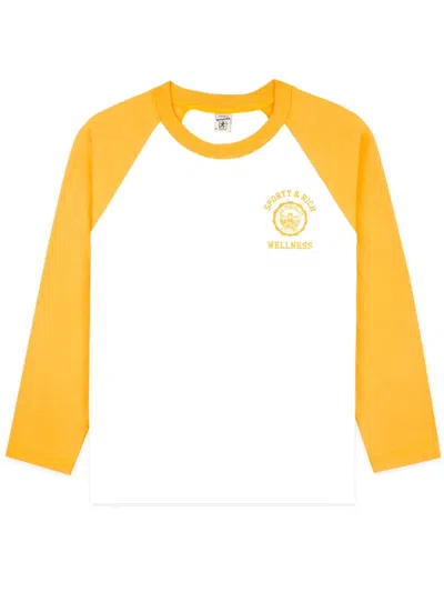 Sporty And Rich Emblem Baseball Cotton T-shirt In White