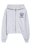 Sporty And Rich Sporty & Rich Emblem Cotton Cropped Hoodie In Heather Gray
