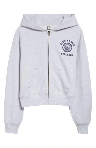 Sporty And Rich Sporty & Rich Emblem Cotton Cropped Hoodie In Heather Gray