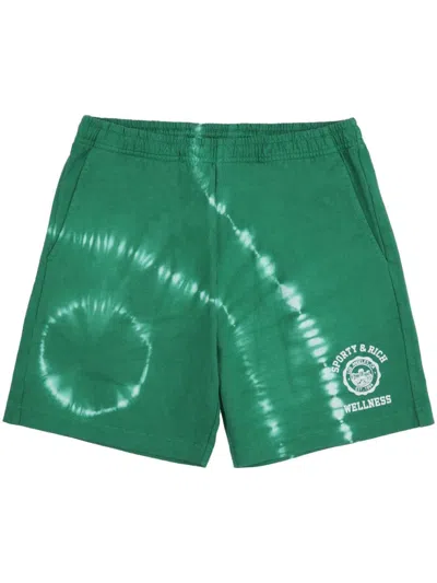 Sporty And Rich Emblem Cotton Track Shorts In Green