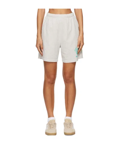 Sporty And Rich Gray Emblem Gym Shorts In White