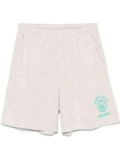 Sporty And Rich Emblem-print Track Shorts In Grey