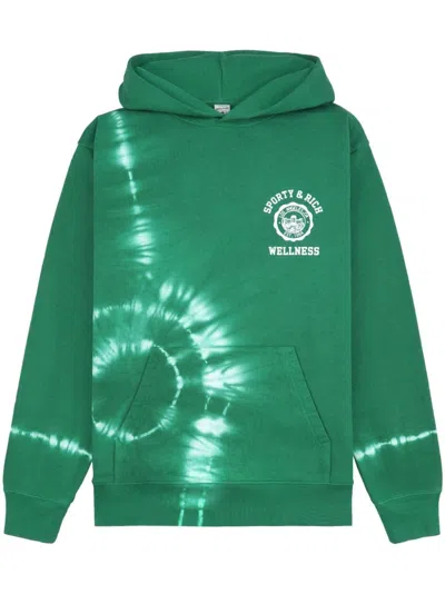 Sporty And Rich Emblem Tie Dye Hoodie In 绿色