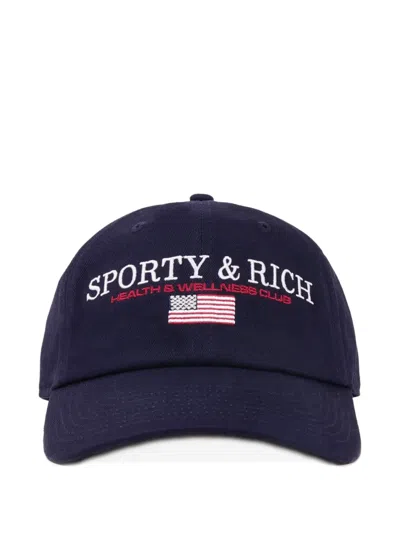 Sporty And Rich Embroidered Baseball Cap In Blue