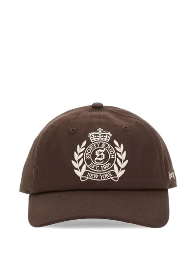 Sporty And Rich Embroidered Baseball Cap In Brown