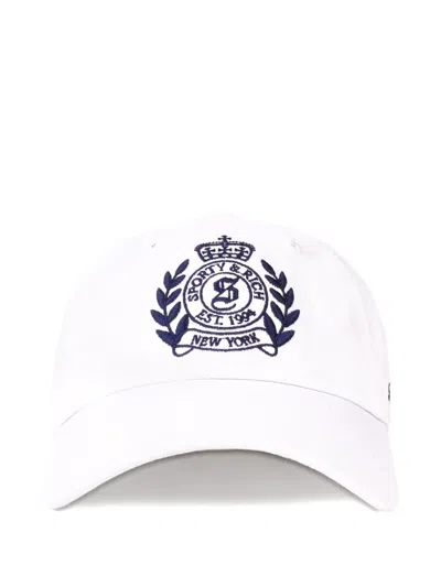 Sporty And Rich Embroidered Baseball Cap In White
