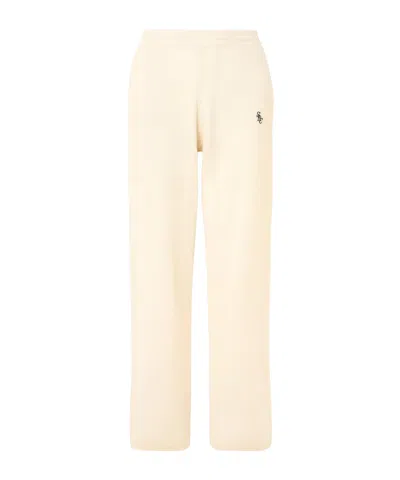 Sporty And Rich Embroidered Cashmere And Wool-blend Track Pants In Beige