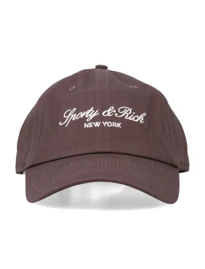 Sporty And Rich Sporty & Rich Embroidered Cotton Baseball Cap In Brown