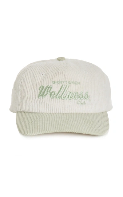Sporty And Rich Embroidered Cotton-corduroy Baseball Cap In Green