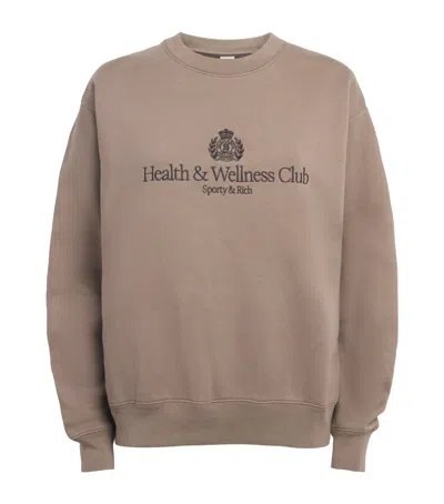 Sporty And Rich Sporty & Rich Embroidered Crest Sweatshirt In Beige