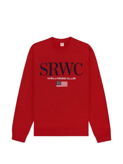 Sporty And Rich Embroidered Crew-neck Sweatshirt In Red