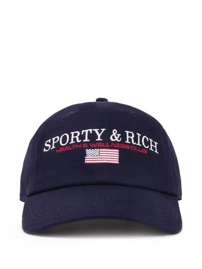 Sporty And Rich Embroidered Flag Cap In Purple
