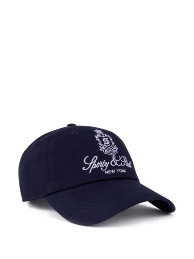 Sporty And Rich Embroidered Logo Baseball Hat In Blue