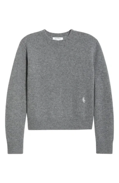 Sporty And Rich Sporty & Rich Embroidered Logo Cashmere & Wool Sweater In Gray