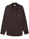 Sporty And Rich Embroidered-logo Cotton Shirt In Brown