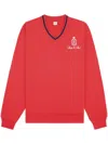 Sporty And Rich Embroidered-logo Cotton Sweatshirt In Red