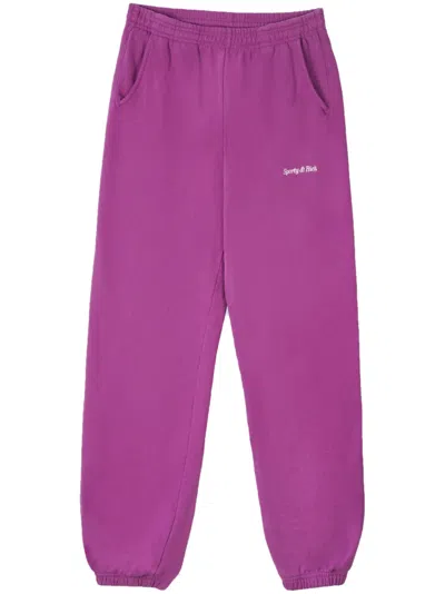 Sporty And Rich Embroidered-logo Cotton Track Pants In Purple