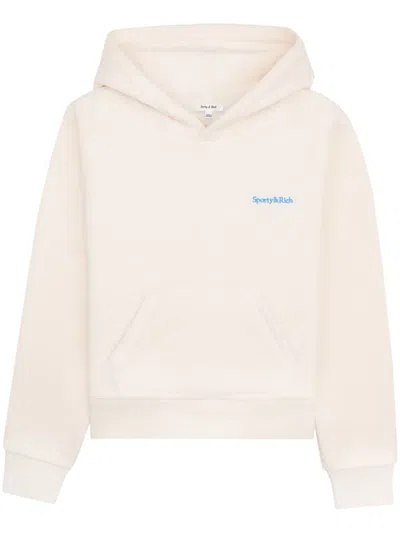 Sporty And Rich Embroidered-logo Polar Sweatshirt In Neutrals