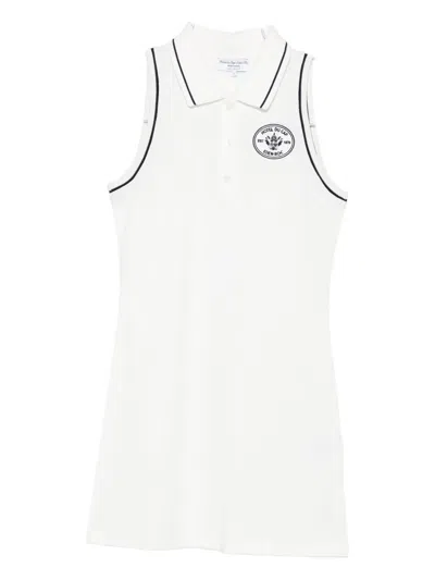Sporty And Rich Embroidered-logo Polo Mini Dress In White