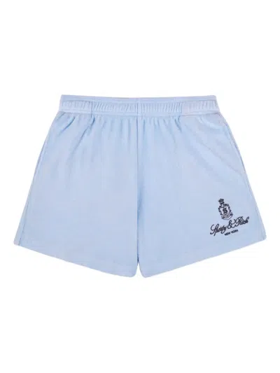 Sporty And Rich Embroidered-logo Shorts In Blue