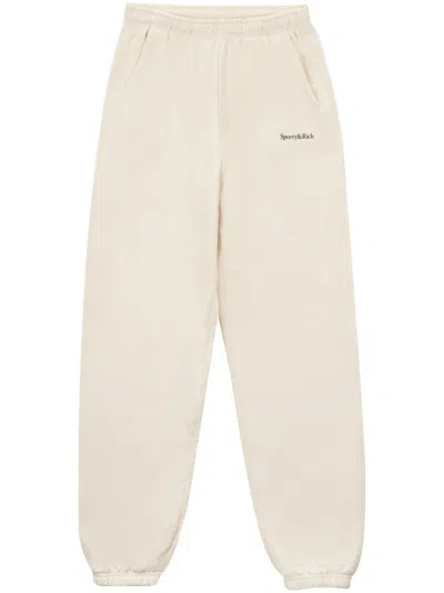 Sporty And Rich Embroidered-logo Track Trousers In Neutrals