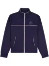 Sporty And Rich Brand-embroidered High-neck Velvet Jacket In Navy