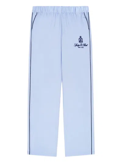 Sporty And Rich Embroidered Side-stripe Trousers In Blue