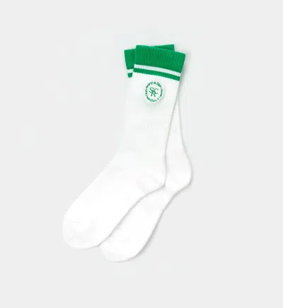 Sporty And Rich Embroidered Socks In White/verde