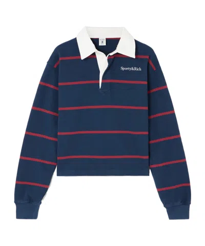 Sporty And Rich Embroidered Striped Polo Shirt In Multi
