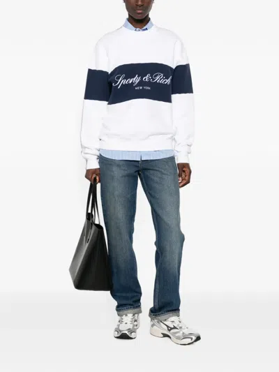 Sporty And Rich Embroidered-logo Sweatshirt In White