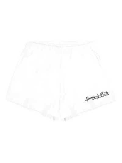 Sporty And Rich Embroidery-logo Elasticated Shorts In White