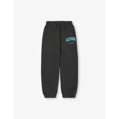 Sporty And Rich Kids' Faded Black California Logo-print Cotton-blend Jogging Bottoms 2-14